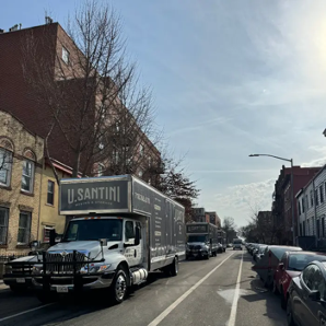 A moving truck in the Flatbush neighborhood in Brooklyn, NY
