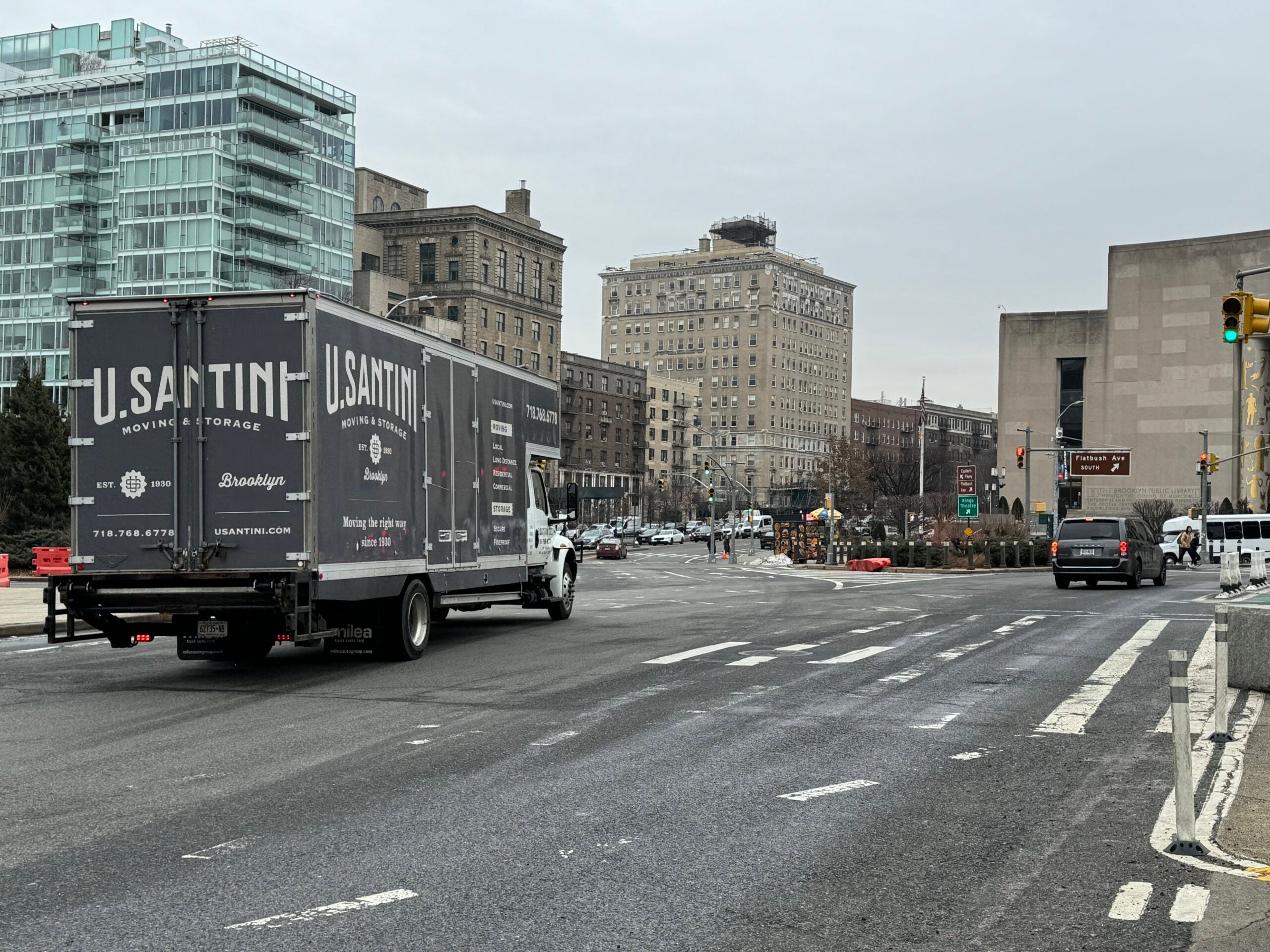A moving truck with boxes in one of the most expensive Brooklyn neighborhoods