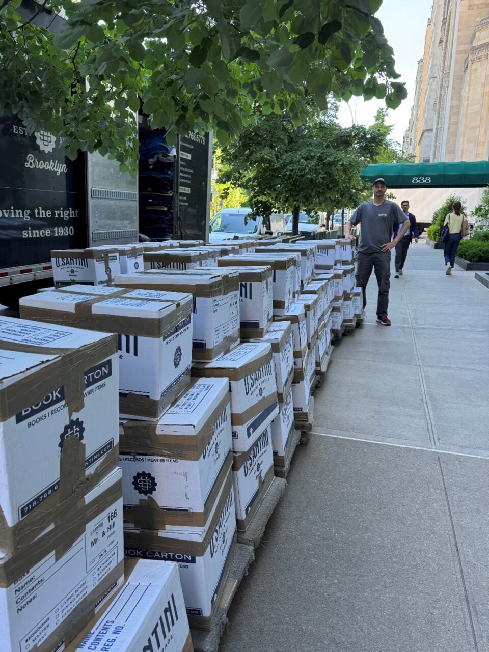 A group of boxes on the sidewalk in the Upper East Side