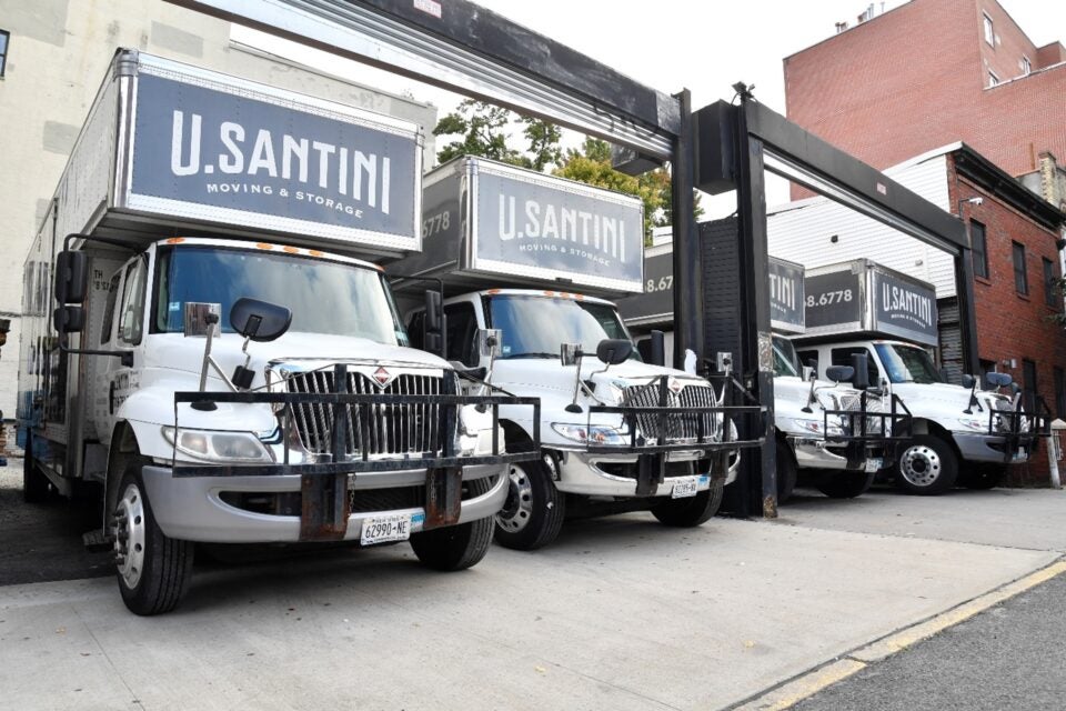 Four U.Santini trucks parked in Brooklyn